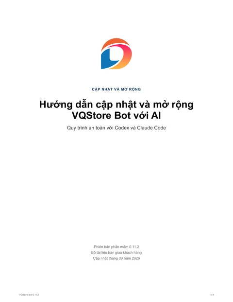 Bìa hướng dẫn cập nhật và mở rộng VQStore Bot với AI