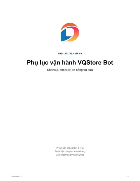 Bìa phụ lục vận hành VQStore Bot